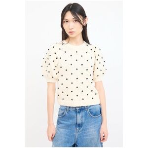 Ulla Johnson Cream Knit Polka Dotted Sweater
